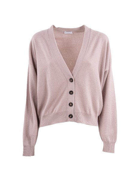 Shop BRUNELLO CUCINELLI  Cardigan: Brunello Cucinelli cardigan in cashmere.
Chiusura con bottoni in corno.
Scollo a V.
Spalla abbassata.
Manica ampia.
Composizione: 100% CASHMERE.
Made in Italy.. M12170206-C9646